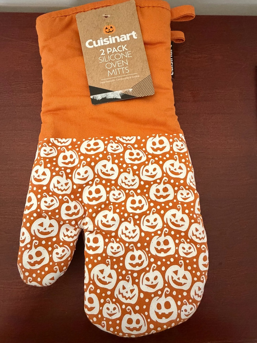 Cuisinart Orange Halloween Jack-o-Lantern Pumpkin Oven Mitts 2 pk